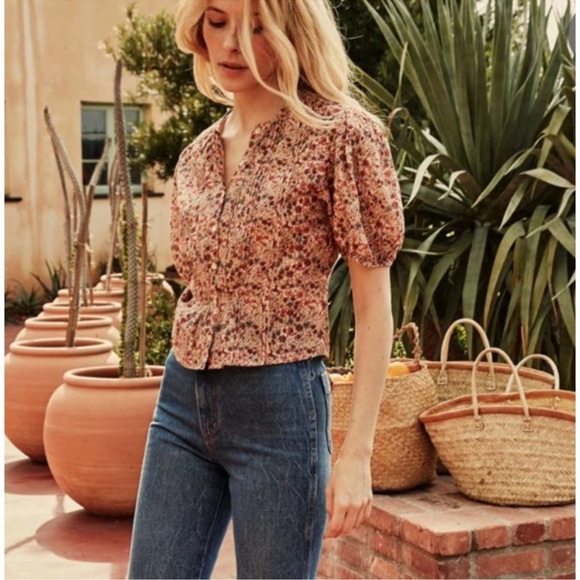 Doen Tops - DOEN Narcissa Top in Pink Valley Floral